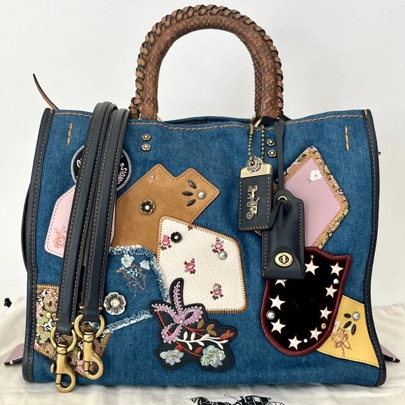 denim patchwork coach purse